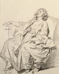 Junge Frau, die in einem Sessel sitzt, ca. 1768-69